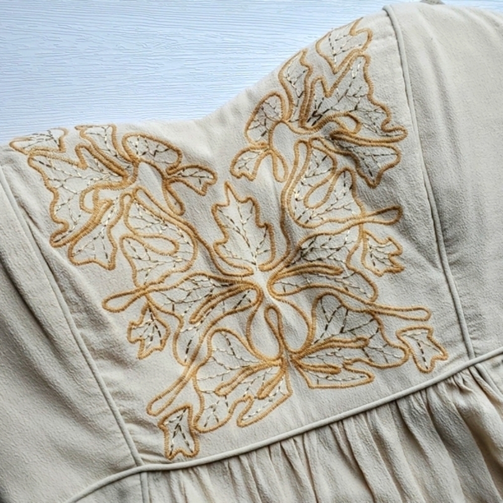 Miss Me MM Couture Y2K Cream & Gold Sweetheart Strapless Empire Waist Dress M - Picture 2 of 6